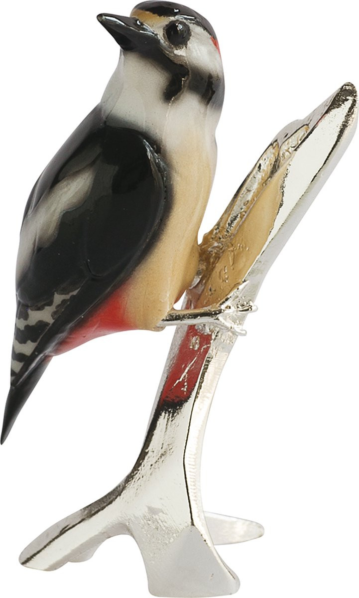 Arora Design MadDeco beeldje bonte specht verzilverd met voetstuk voor op tafel