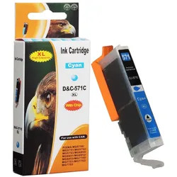 Kompatibel Canon CLI-571 XL, 0332C001 C Cyan Blau Druckerpatrone für 785 Seiten von D&C