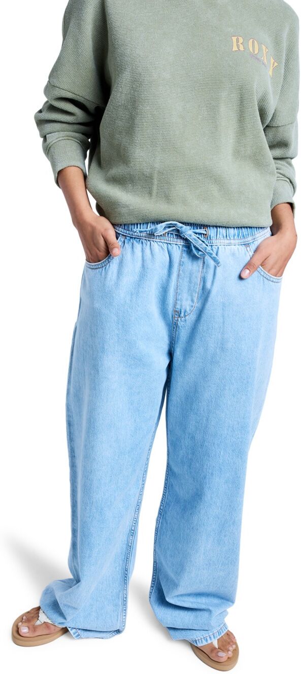 Relax-fit-Jeans ROXY "Stunning View Beau Blue", Damen, Gr. 26 (XS), Normalgrössen, blau (beau blau), Obermaterial: 100% Baumwolle., Jeans Relax-fit-Jeans beau blau 26 (XS), Normalgrössen