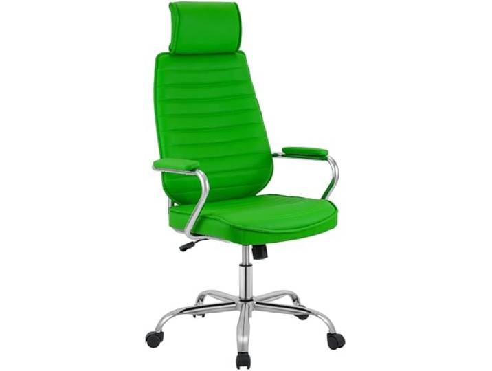 CLP Bürostuhl ergonomisch Rako, Schreibtischstuhl höhenverstellbar drehbar Kunstleder, Rückenlehne mit Kopfstütze, Armlehnen gepolstert, Farbe: grün