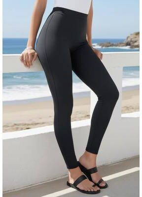 Plus Size Women's Plus Size Essential Stretch Ankle Length Pull-On Legging by Roaman's in Black (Size S) Activewear Workout Yoga Pants