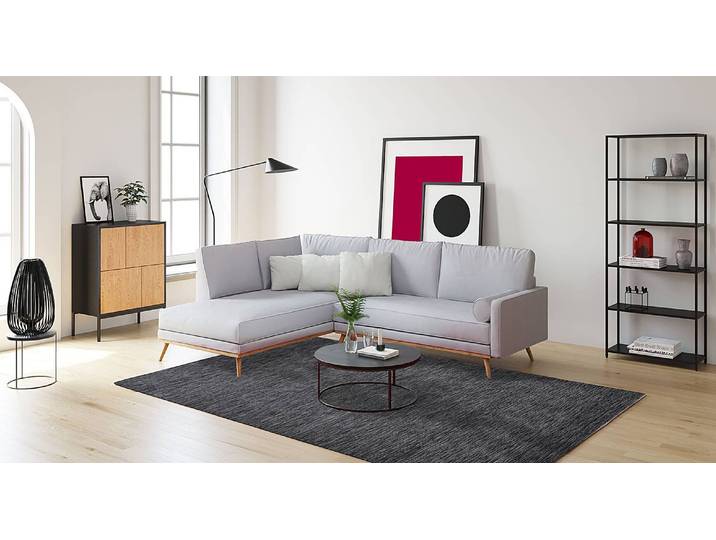 Wollteppich Holi Uni Grau/Dunkelgrau 170 x 240cm Wolle