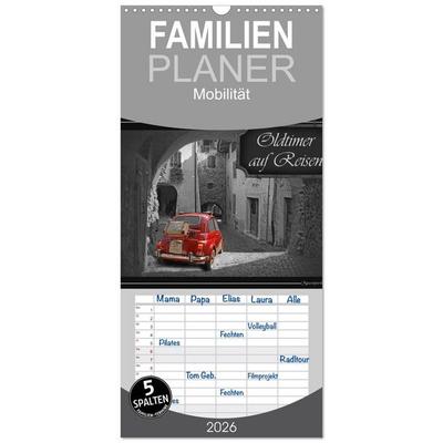 Familienplaner 2026 - Oldtimer auf Reisen mit 5 Spalten (Wandkalender, 21 x 45 cm) CALVENDO