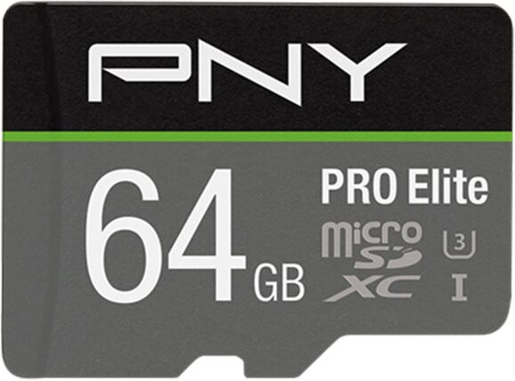 PNY Tarjeta de memoria MicroSD PRO Elite 64GB. Gris / Negro