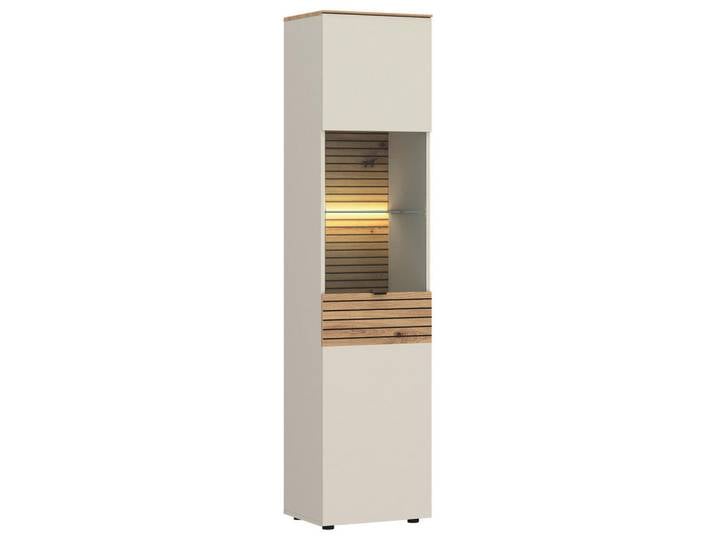 Livetastic Vitrine Nexa, Kaschmir, Eiche Artisan, Kunststoff, 3 Fächer, 45x195x40 cm, Wohnzimmer, Wohnwände, Vitrinenschränke