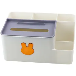 Schreibtisch-Organizer mit Taschentuchbox Gold Rabbit Weiß
