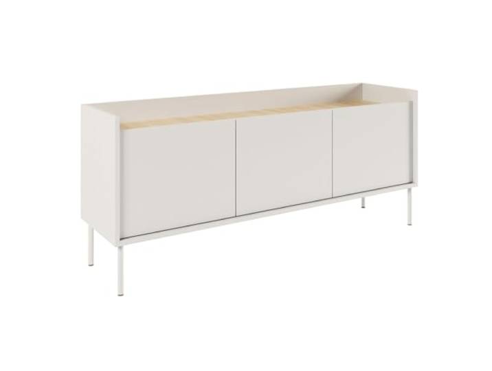 Selsey TV Lowboard 140 cm Modernes Lowboard Fernseher Kommode in Weiß Laminat, Metallbeine, Matte Oberfläche TV Unterschrank für Wohnzimmer Elegantes TV-Lowboard Design