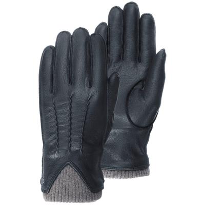 Lederhandschuhe PEARLWOOD "John", Herren, Gr. 9.5, schwarz, Ziegenleder, unifarben, Handschuhe, Elastischer Bund mit dekorativer Ziernaht