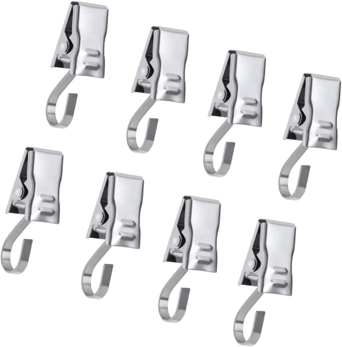 Gordijnringen met clips in zilverkleur, 50 stuks