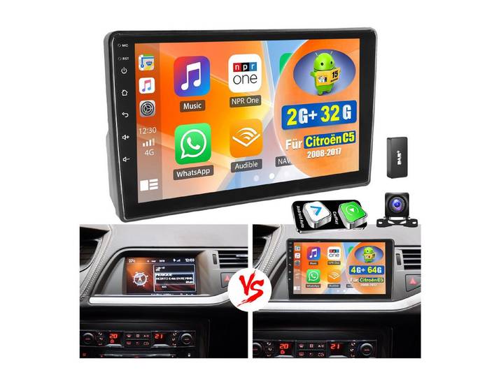 ESSGOO Für Citroen C5 II 2008-2017 CarPlay Android 15 Autoradio DSP GPS WIFI Navigationsgerät (Carplay Android Auto Bluetooth EQ USB GPS Navi DAB (optional)