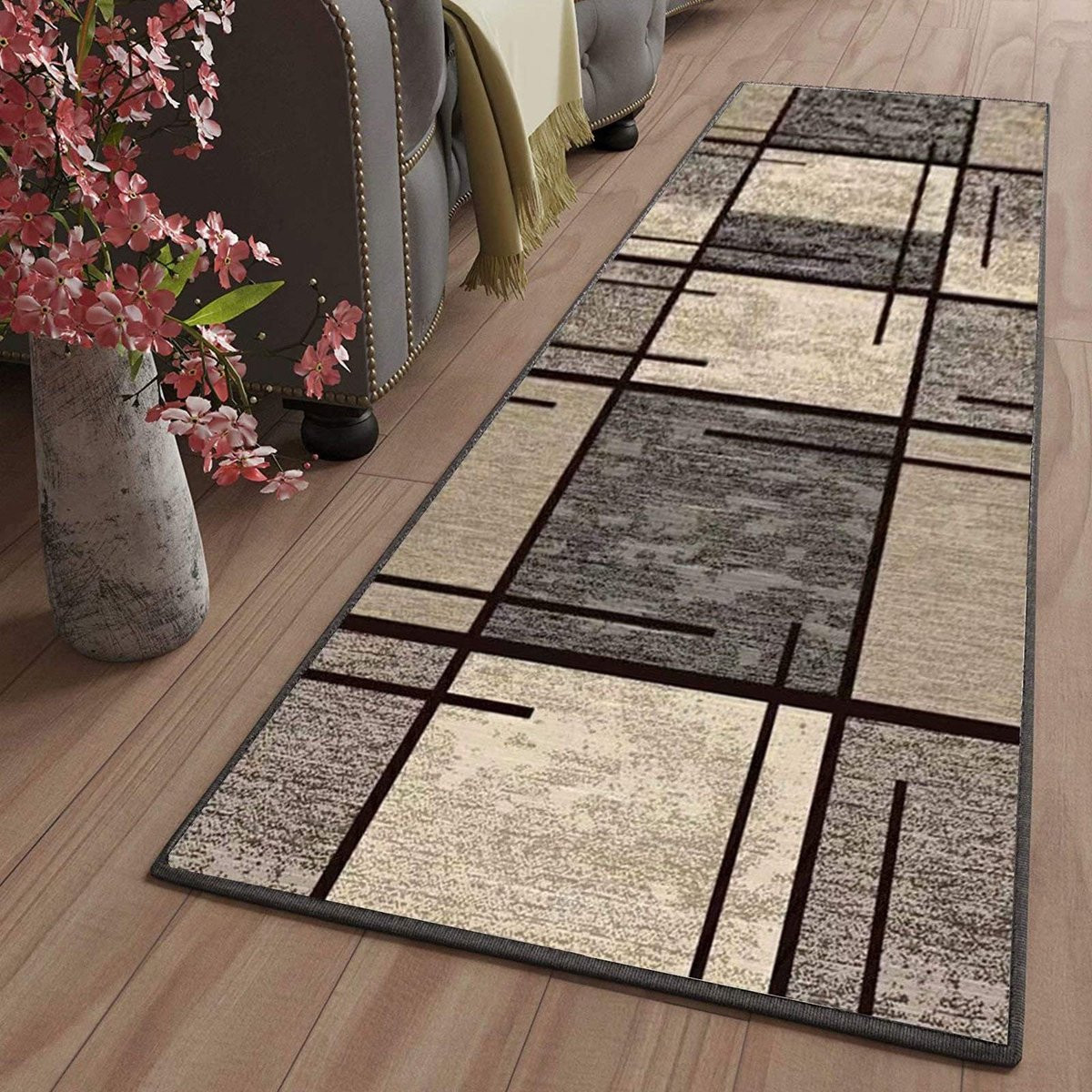 Scandinavian antislip keukenmat van polyester voor keuken, woonkamer en hal, Rechthoekig