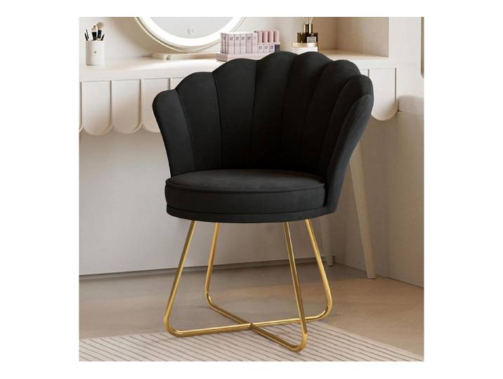 LuxusKollektion Cocktailsessel Polstersessel Samt Blütenblatt Rückenlehne Gold Schwarz