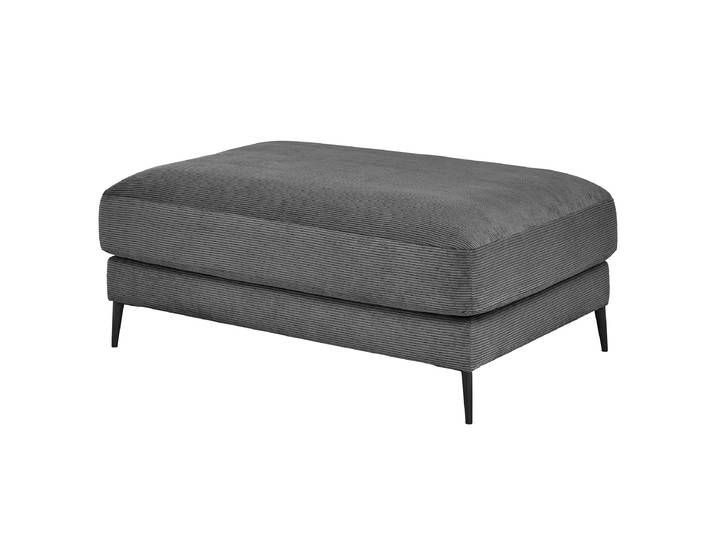 Repose-pieds capitonné 100 x 100cm Noir Velours côtelé fin Feena: Anthracite