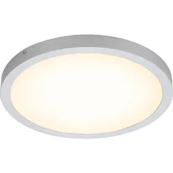 Deckenlampe Deckenleuchte Büroleuchte Aufbaupanel chrom Wohnzimmerleuchte rund, Kunststoff Metall, 1x LED 24W 2600lm 3000K warmweiß, DxH 40x3,5 cm