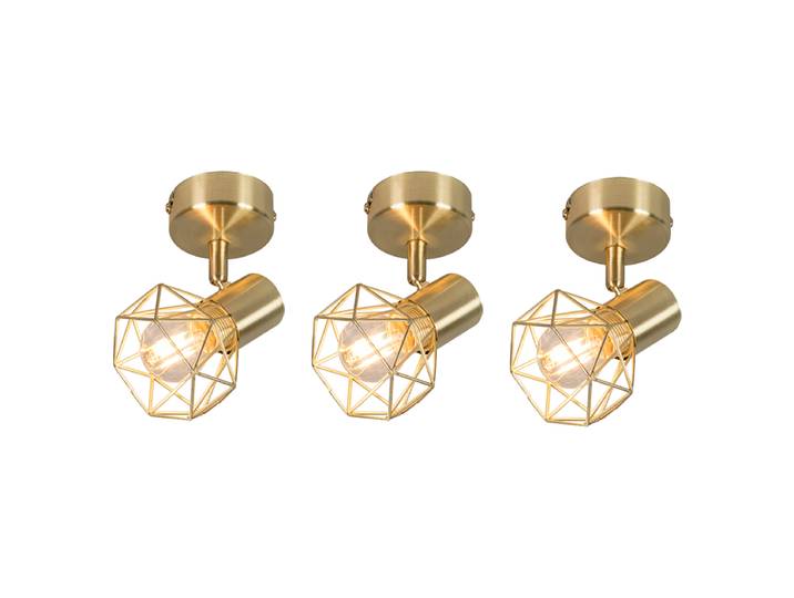 Lot de 3 spots Art Déco en laiton orientables et inclinables -