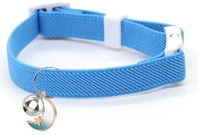 Uplifted Finds Fashion Stretch Elastic Safety Cat Collar With Locator Bell blue s