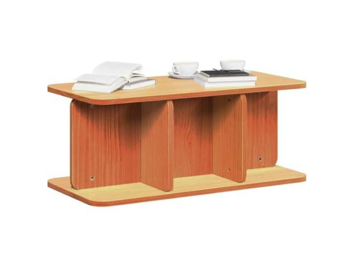 KTHLBRH Kaffeetisch aus massivem Kiefernholz 80 cm Massivholz, rechteckige Form, braun gewachst, 39,5 x 33,5 cm