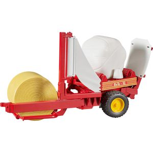 bruder 02122 Landwirtschaftsfahrzeug Ballenwickler, mit 2 Rundballen, Maßstab 1:16