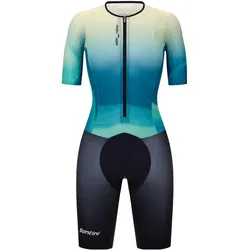 Santini, Damen, Velotrikot, Triathlon-Anzug kurzarm VIPER BLOCK Damen (XS), Türkis, XS