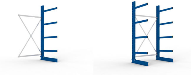 Meta Set Kragarmregal AF eins. 2500x1330x800 mm MULTI.M + KR 330 Boden 1300x800 verzinkt + KR Sockelboden 1300x800 verzinkt + Kragarmregal GF eins. 2500x1330x800 mm MULTI.M