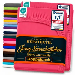EXKLUSIV HEIMTEXTIL Doppelpack Marke Jersey Spannbettlaken 200 x 220 cm Pink