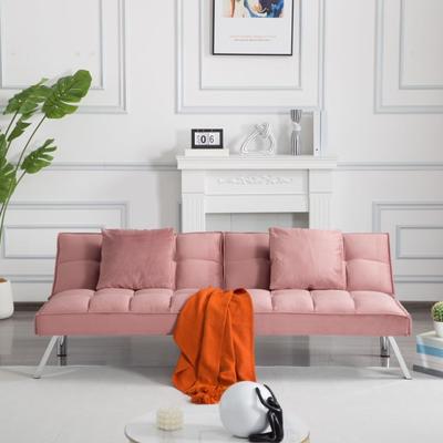 RELEXHHOON Velvet Futon Sofa Bed, 5-Position Adjustable Split Back, Twin Sleeper, 4 Colors
