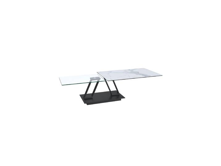 Ausziehbarer, flexibler Design Keramik Couchtisch „Barcelona“ Marmoroptik Weiss/Schwarz Akante Design