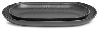 Sango Anderson Black Large Ceramic Serving Platters Set of 2, 14/12 Inch