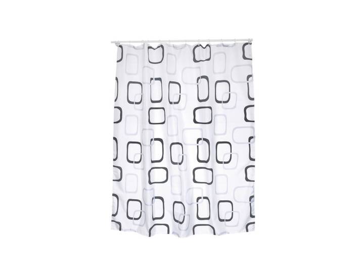 MSV Duschvorhang Vintage, Schwarz, Graphik, 180x200 cm, antibakteriell, wasserundurchlässig, wasserabweisend, Heimtextilien, Badtextilien, Duschvorhänge