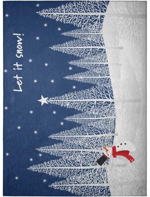 Addison Rugs Indoor/ Outdoor Cozy Winter Blue Washable Let It Snowman Rug
