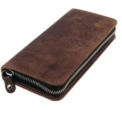 Jüscha Alassio Schreibgeräteetui Hunter Leder Etui Stiftetui Faulenzer Schlamperrolle braun 2648
