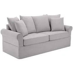 Oviala Business Gerades 3-Sitzer-Sofa aus hellgrauem Polyester