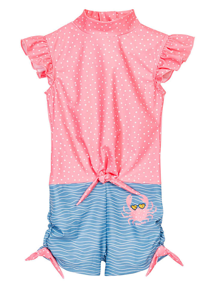 Playshoes Badeanzug "Krebs" in Rosa/ Hellblau - 110/116