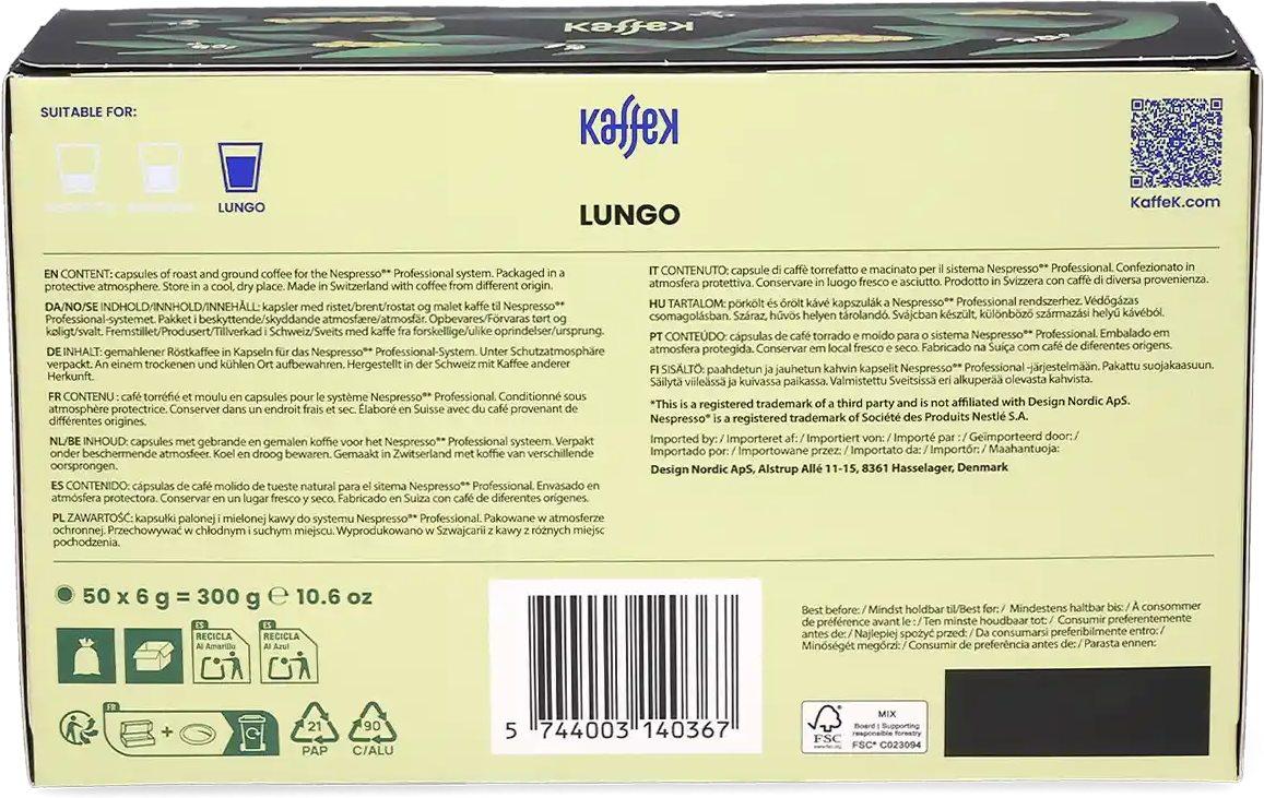 KaffeK   Lungo - 50 Capsules de café pour Nespresso® Pro - Lungo - Compatible Nespresso® Pro