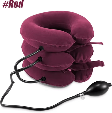 Uplift Curations Inflatable Cervical Neck Traction Device For Pain Relief And Alignment Support red