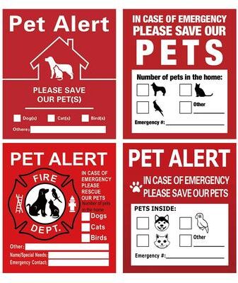 Inspired Living 4 Pack Pet Alert Stickers Static Cling Window Decals For Emergency Pet Rescue b