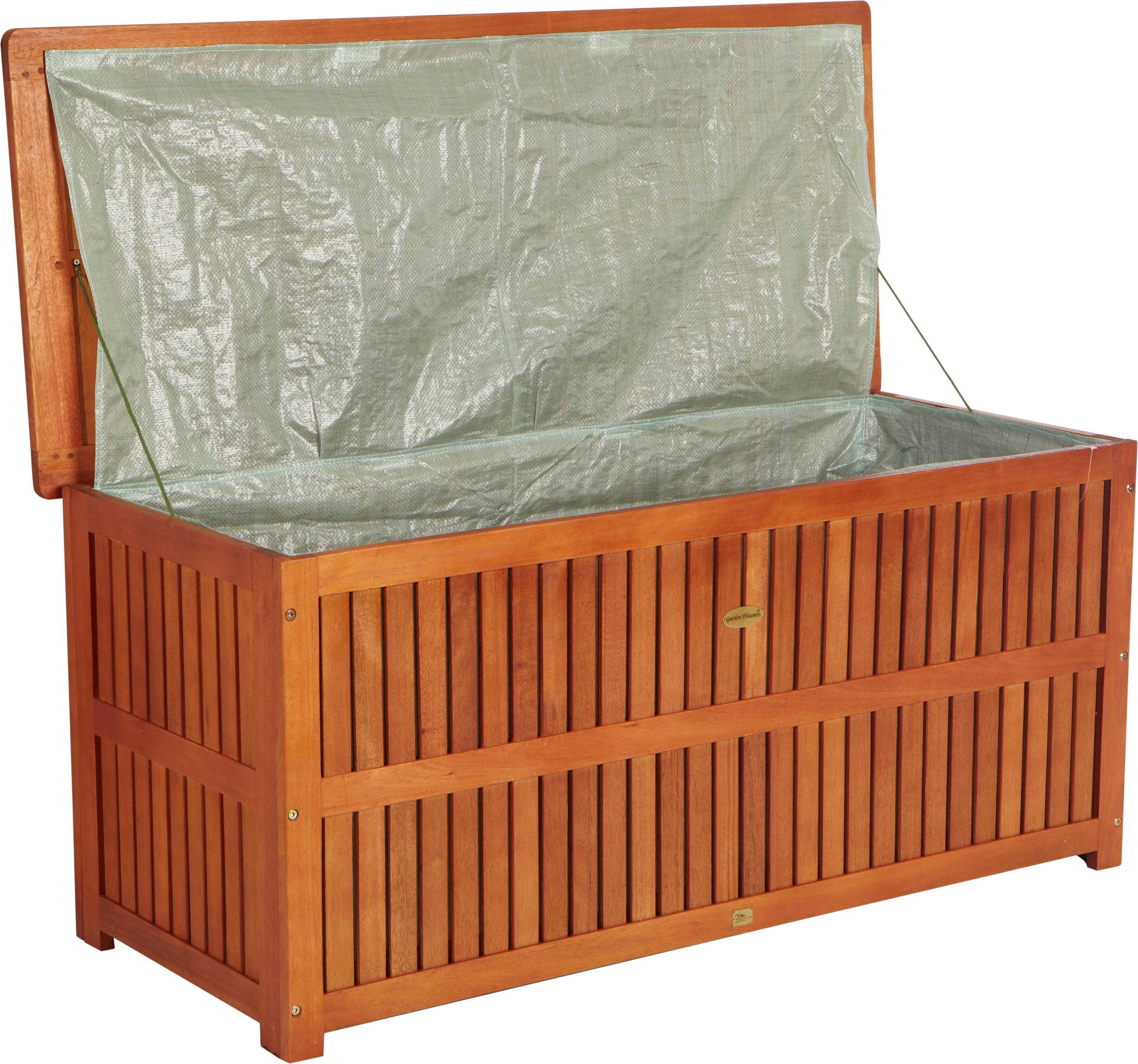Auflagenbox GARDEN PLEASURE, braun, B:130cm H:58cm T:55cm, Massivholz, Aufbewahrungsboxen, Auflagenbox, Eukalyptusholz, BxTxH: 130x55x58 cm