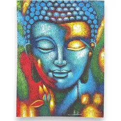 Buddha Painting - Blue & Gold Flower 75x55cm