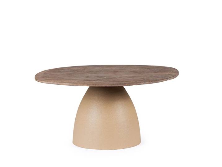Table basse organique en manguier et métal crème l86