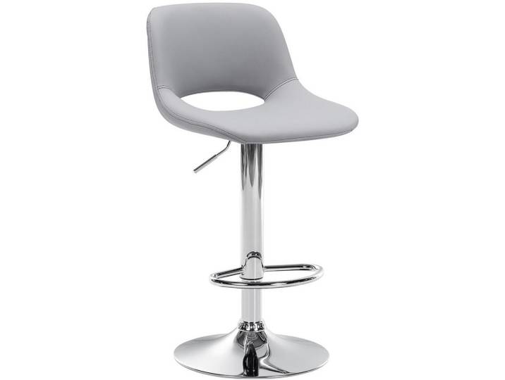 CLP Barhocker Lederlook grau, Grau, 42x86x46 cm, Esszimmer, Barmöbel, Barhocker