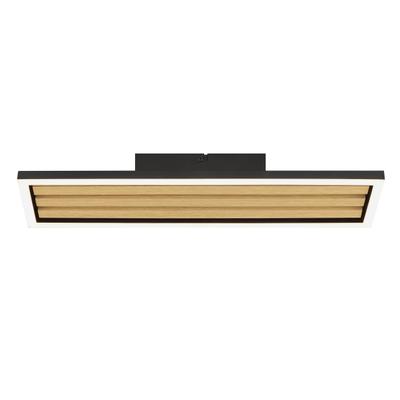BRILLIANT LED Deckenleuchte "Calma", braun (schwarz, natur), 1, H: 5cm, 1 Stk., Leuchten, 3000 K, dimmbar, Holz/Metall, schwarz, LED Deckenleuchte