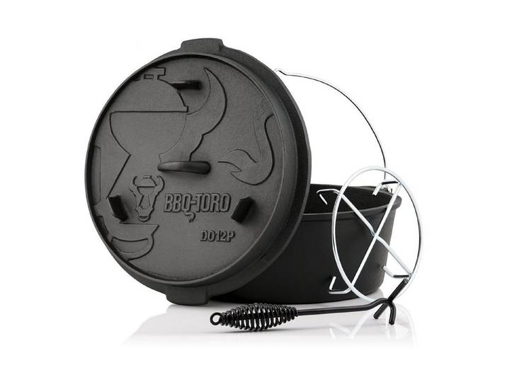 BBQ-Toro Grilltopf Dutch Oven DO12PX, 13,6 L Premium Gusseisen Kochtopf Gusstopf, Gusseisen (4-tlg)