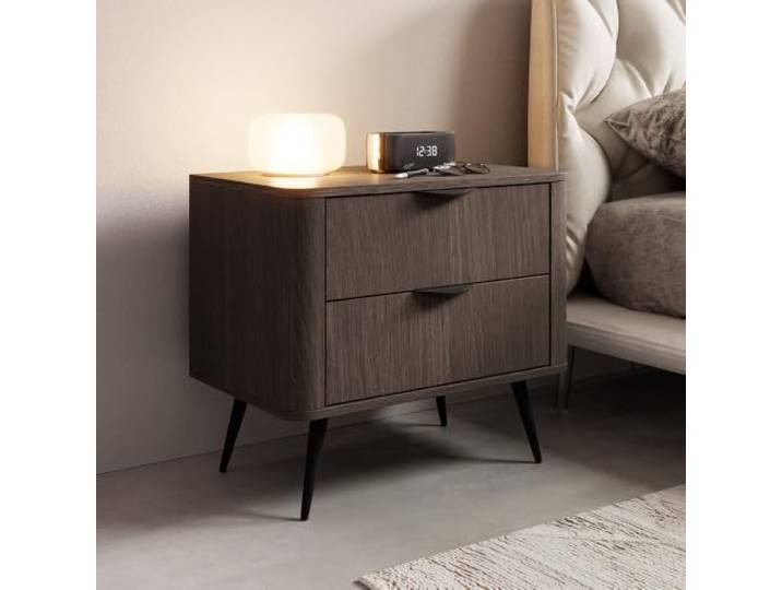 Lomadox Schlafzimmer Nachttisch 63 cm breit in Eiche mit 2 Schubladen