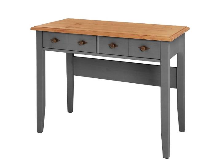Bureau massif - 102 cm 102 x 79 x 53cm Gris/Pin coloris lessivé/Pin gris