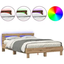 vidaXL, Bett, Eichenbettgestell Artisan Eiche Holzwerkstoff 140 x 200 cm (140 x 200 cm)