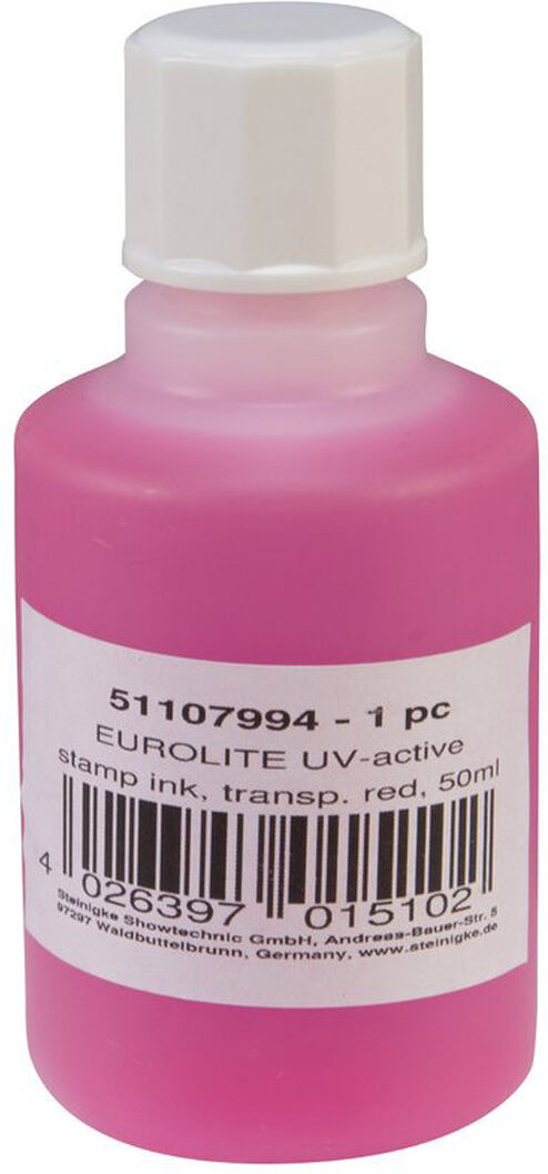 EuroLite Uv-Aktive Stempelfarbe, Transparent Rot, 50ml