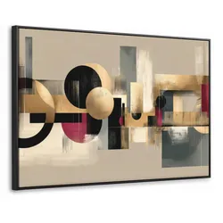 LEINWAND Bilder mit Rahmen - Abstrakt - Formen - Beige - Texturen - 120x80