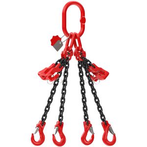 Dolezych Kettengehänge Traglast 4,25 t, 4-Strang, 8 mm Kettenstärke, GK 8, Gabelkopf- & Verkürzungshaken, 4 m