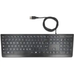 Delock USB Tastatur kabelgebunden 1,5 m schwarz mit XXL Buch (DE, Kabelgebunden), Tastatur, Schwarz