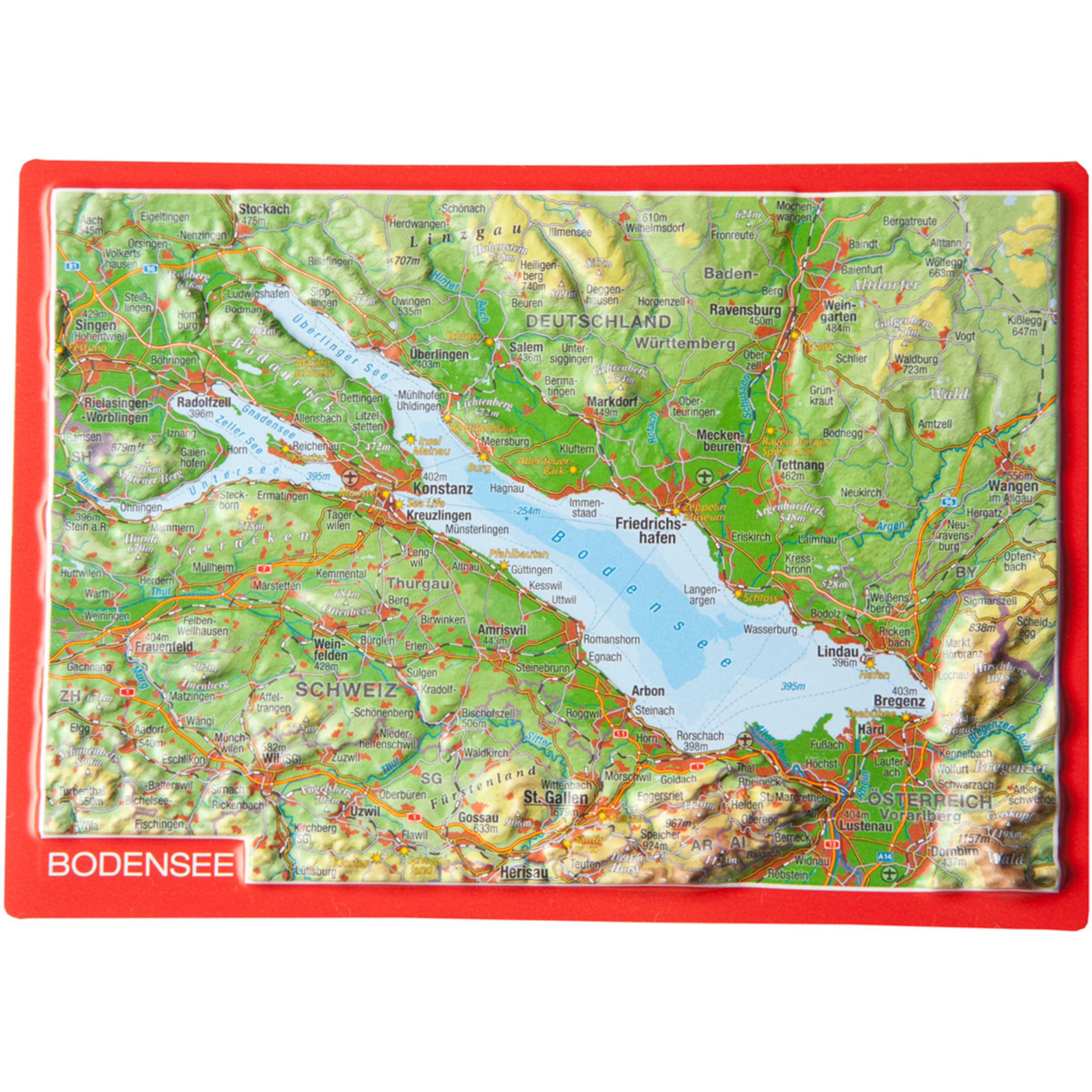 Georelief 3D Reliefpostkarte Bodensee Postkarten